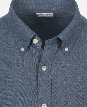 Overhemd flanel melange blauw
