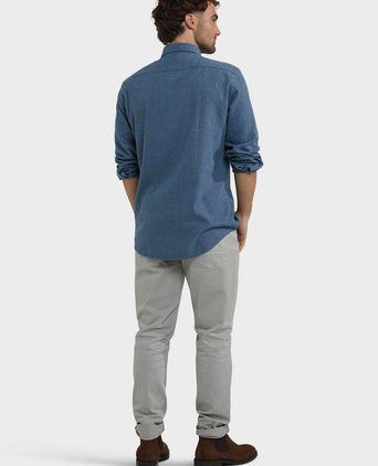 Overhemd flanel melange blauw