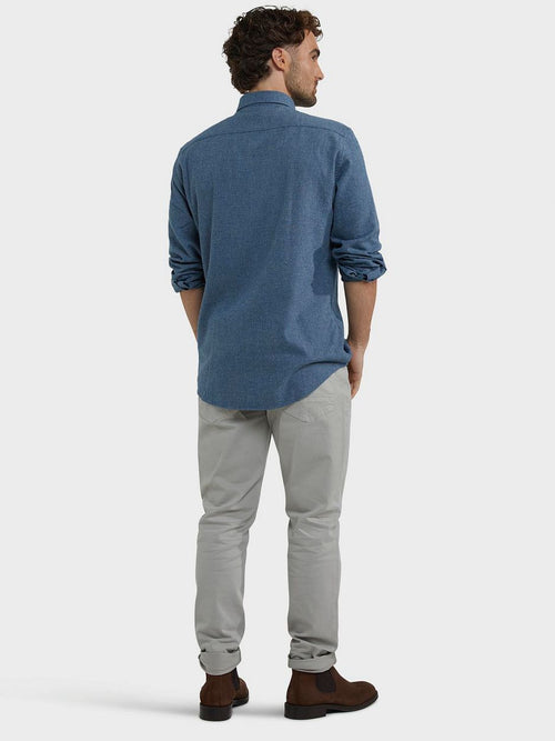 Overhemd flanel melange blauw