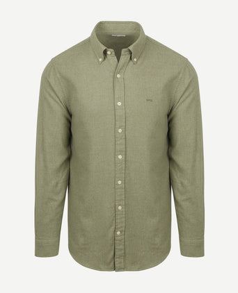 McGregor overhemd flanel melange sage groen | Regular-fit