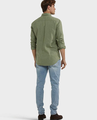 Overhemd flanel melange sage groen