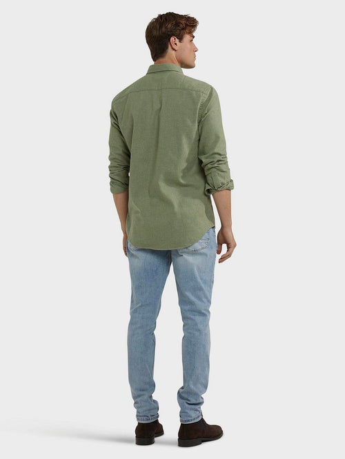 Overhemd flanel melange sage groen