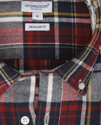 McGregor overhemd herringbone ruit rood blauw | Regular-fit