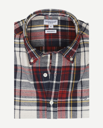 McGregor overhemd herringbone ruit rood blauw | Regular-fit