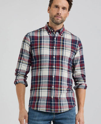 McGregor overhemd herringbone ruit rood blauw | Regular-fit