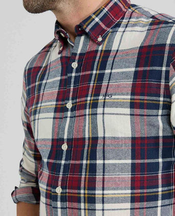 McGregor overhemd herringbone ruit rood blauw | Regular-fit