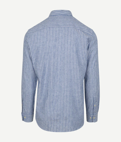 McGregor overhemd linnen blend streep blauw | Regular-fit