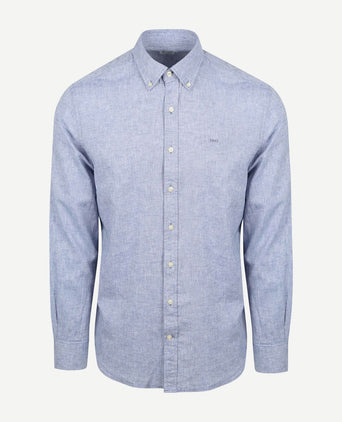 Overhemd linnen blend vintage blauw
