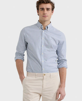 Overhemd Oxford streep blauw