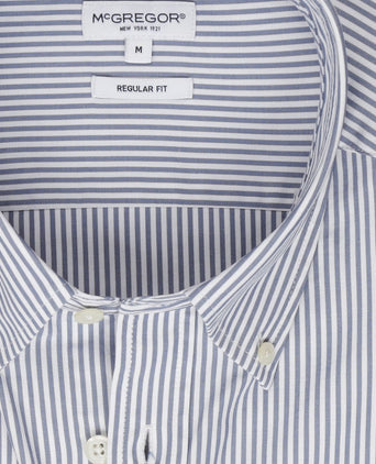 Overhemd poplin streep blauw