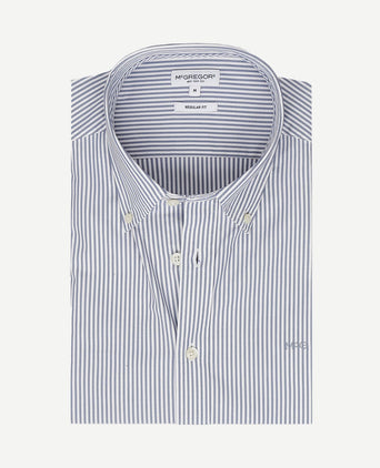Overhemd poplin streep blauw