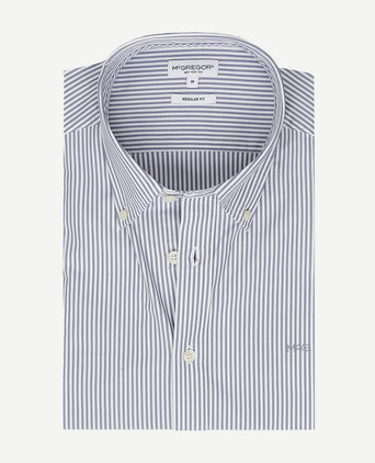 McGregor overhemd poplin streep blauw | Regular-fit