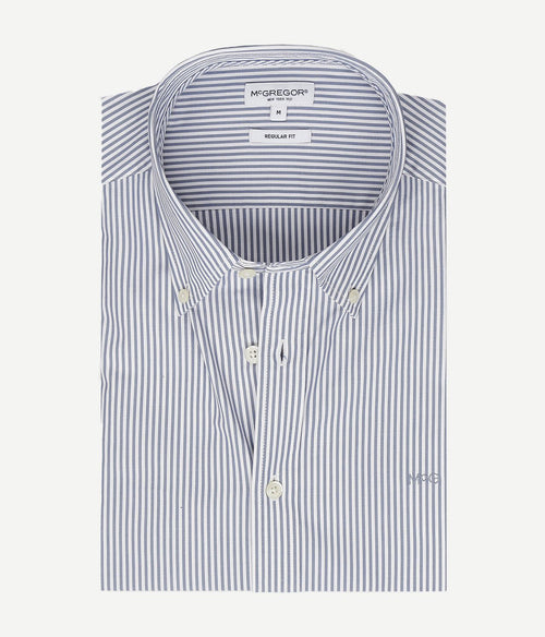McGregor overhemd poplin streep blauw | Regular-fit