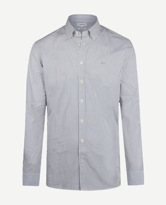 Overhemd poplin streep blauw