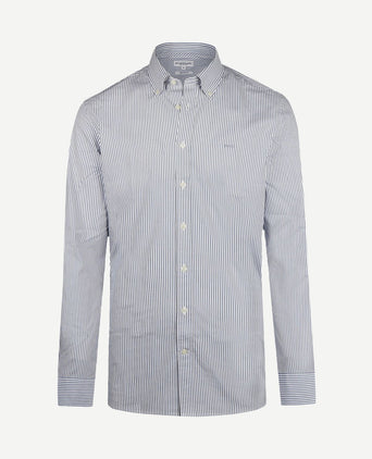 Overhemd poplin streep blauw