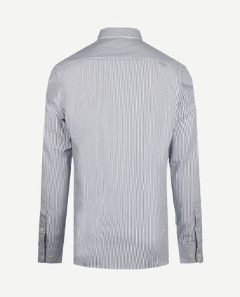 Overhemd poplin streep blauw