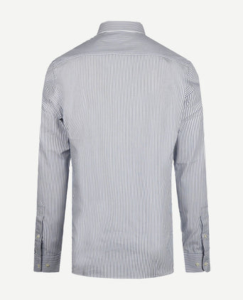 Overhemd poplin streep blauw