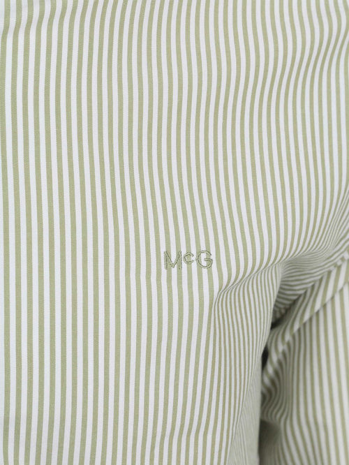 Overhemd poplin streep groen