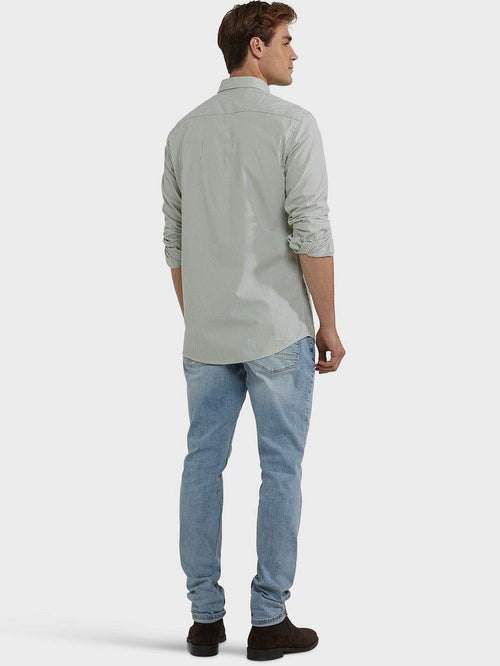 Overhemd poplin streep groen