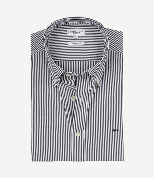 Overhemd poplin streep donkerblauw
