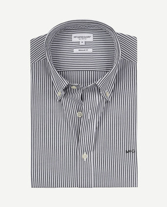 Overhemd poplin streep donkerblauw