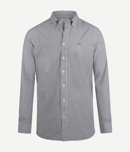 McGregor overhemd poplin streep donkerblauw | Regular-fit