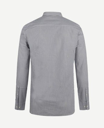 Overhemd poplin streep donkerblauw