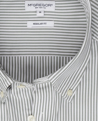 McGregor overhemd poplin streep sage groen | Regular-fit