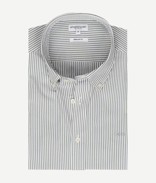 McGregor overhemd poplin streep sage groen | Regular-fit