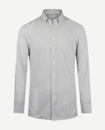 McGregor overhemd poplin streep sage groen | Regular-fit