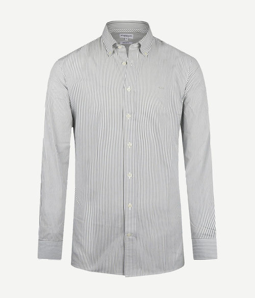 McGregor overhemd poplin streep sage groen | Regular-fit