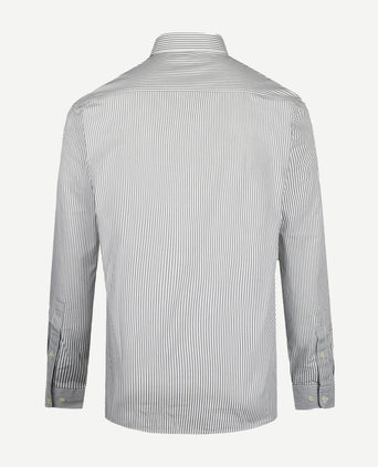 Overhemd poplin streep sage groen