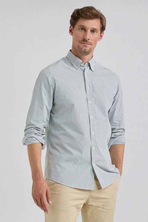 McGregor overhemd poplin streep sage groen | Regular-fit