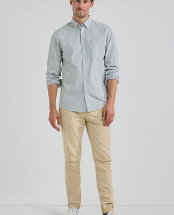 McGregor overhemd poplin streep sage groen | Regular-fit