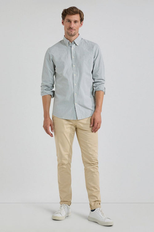 McGregor overhemd poplin streep sage groen | Regular-fit