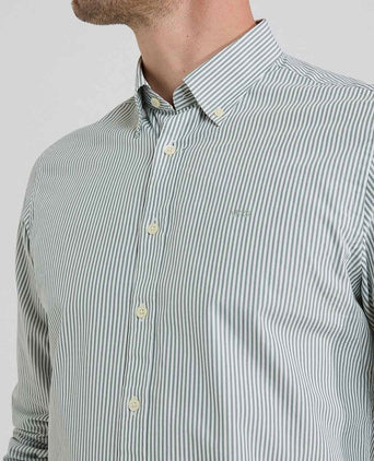 McGregor overhemd poplin streep sage groen | Regular-fit