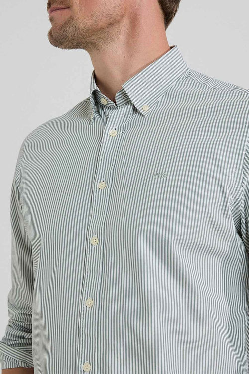McGregor overhemd poplin streep sage groen | Regular-fit