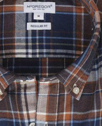 McGregor overhemd ruit beige blauw | Regular-fit