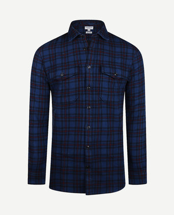 Overshirt tartan ruit donkerblauw