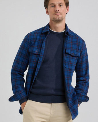 Overshirt tartan ruit donkerblauw