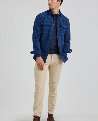 Overshirt tartan ruit donkerblauw