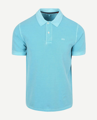 Piqué polo aqua blauw