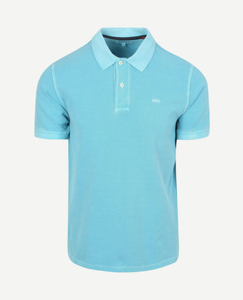 Piqué polo aqua blauw