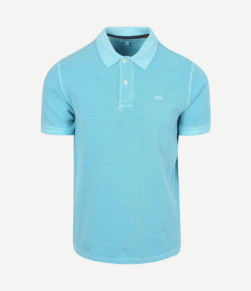 Piqué polo aqua blauw