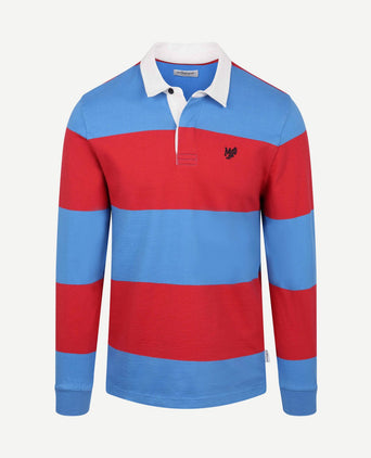 Rugbyshirt streep blauw rood