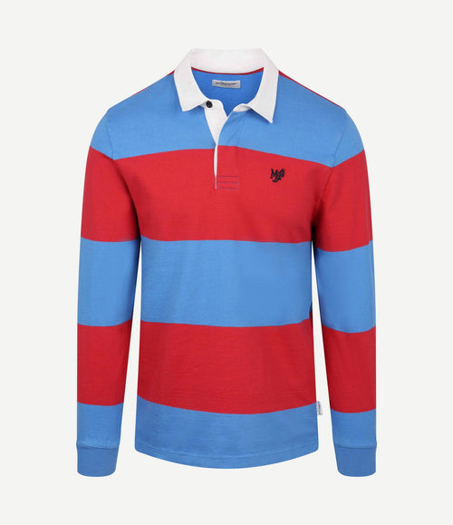 Rugbyshirt streep blauw rood