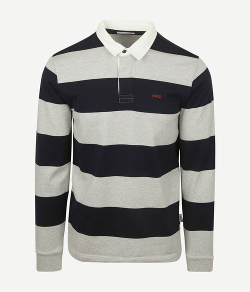 McGregor rugbyshirt streep donkerblauw grijs | Regular-fit