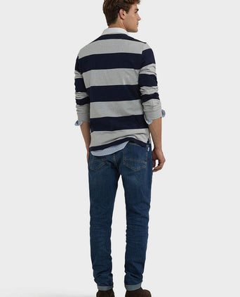 McGregor rugbyshirt streep donkerblauw grijs | Regular-fit