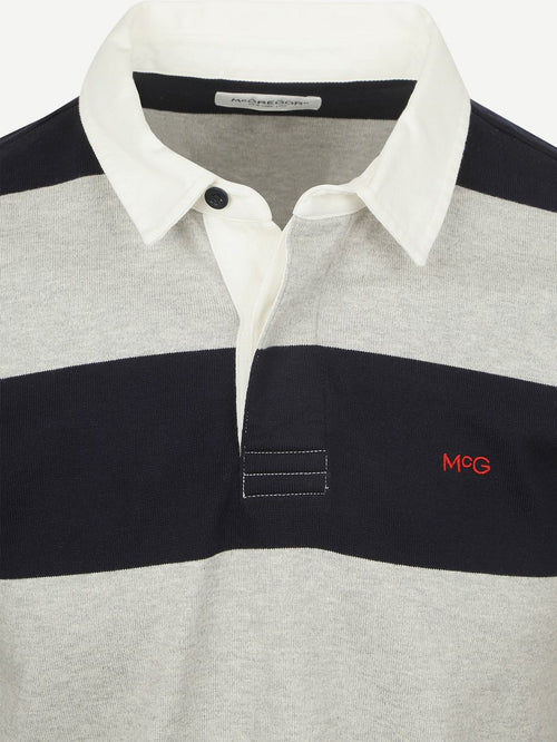 McGregor rugbyshirt streep donkerblauw grijs | Regular-fit