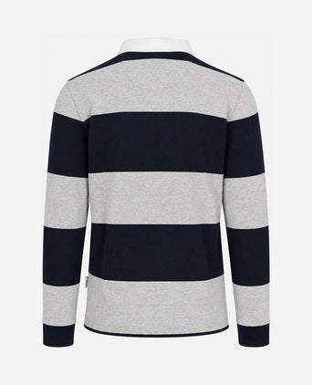 Rugbyshirt streep donkerblauw grijs